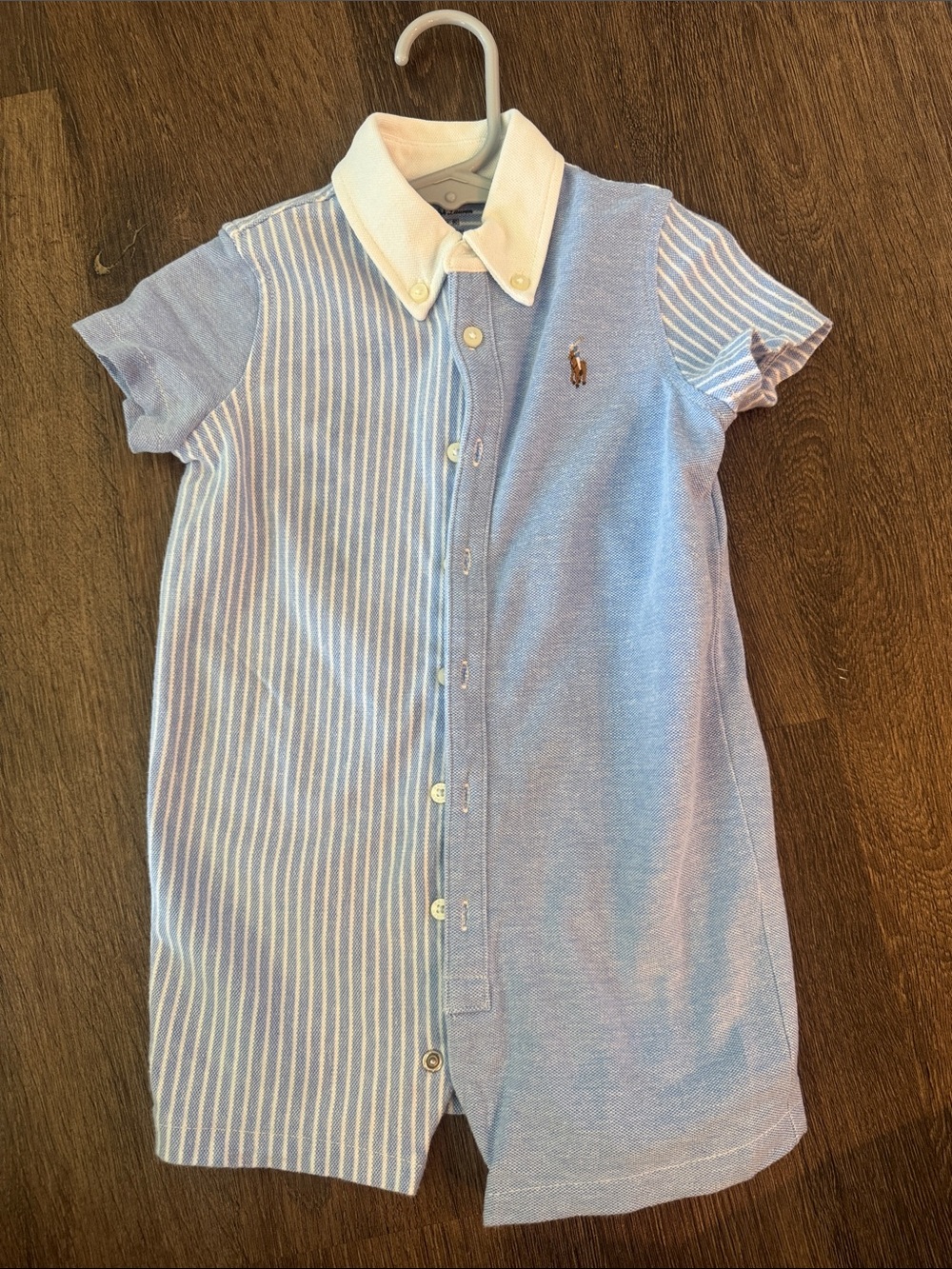 Polo by Ralph Lauren Light Blue & White Striped Button-Front Shirt romper